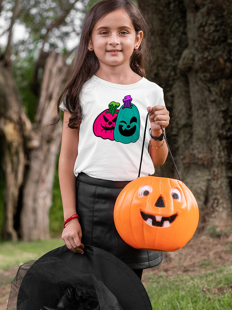 Teal Magenta Pumpkins T-shirt -Rose Khan Designs