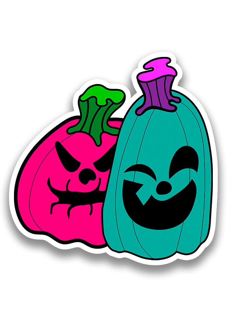 Teal Magenta Pumpkins Sticker -Rose Khan Designs