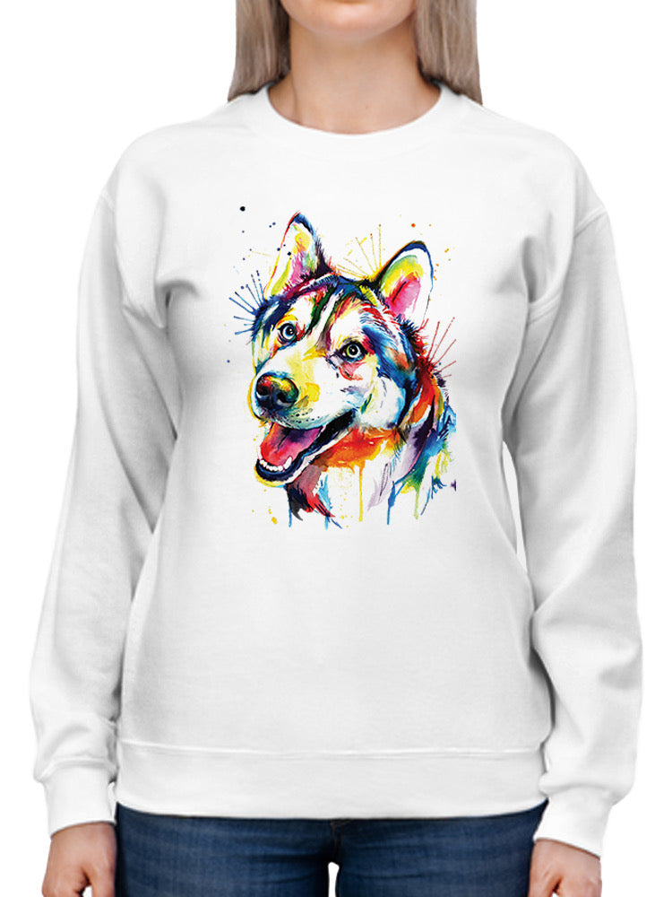Colorful And Happy Husky Sweatshirt -Weekday Best Designs