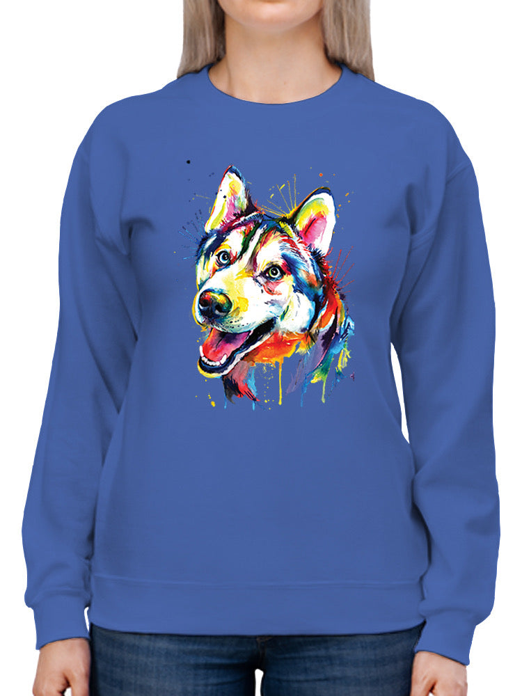 Colorful And Happy Husky Sweatshirt -Weekday Best Designs