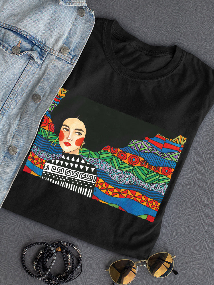Black Haired Woman T-shirt -Hulya Ozdemir Designs