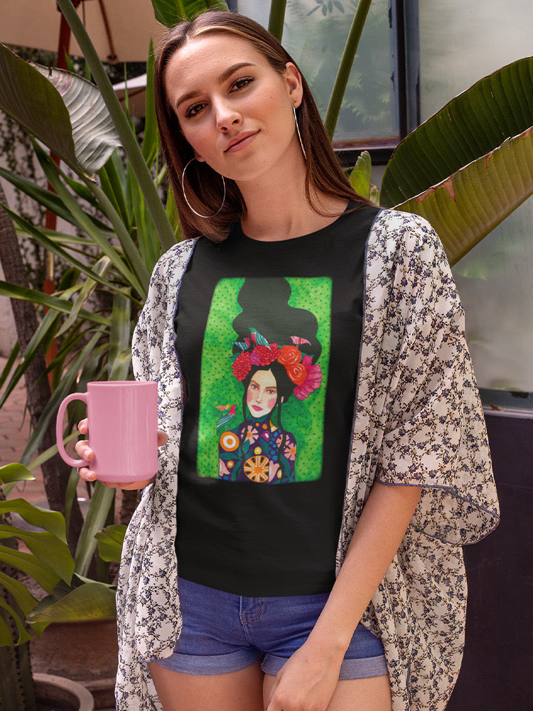 Woman With Flower Wreath. T-shirt -Hulya Ozdemir Designs