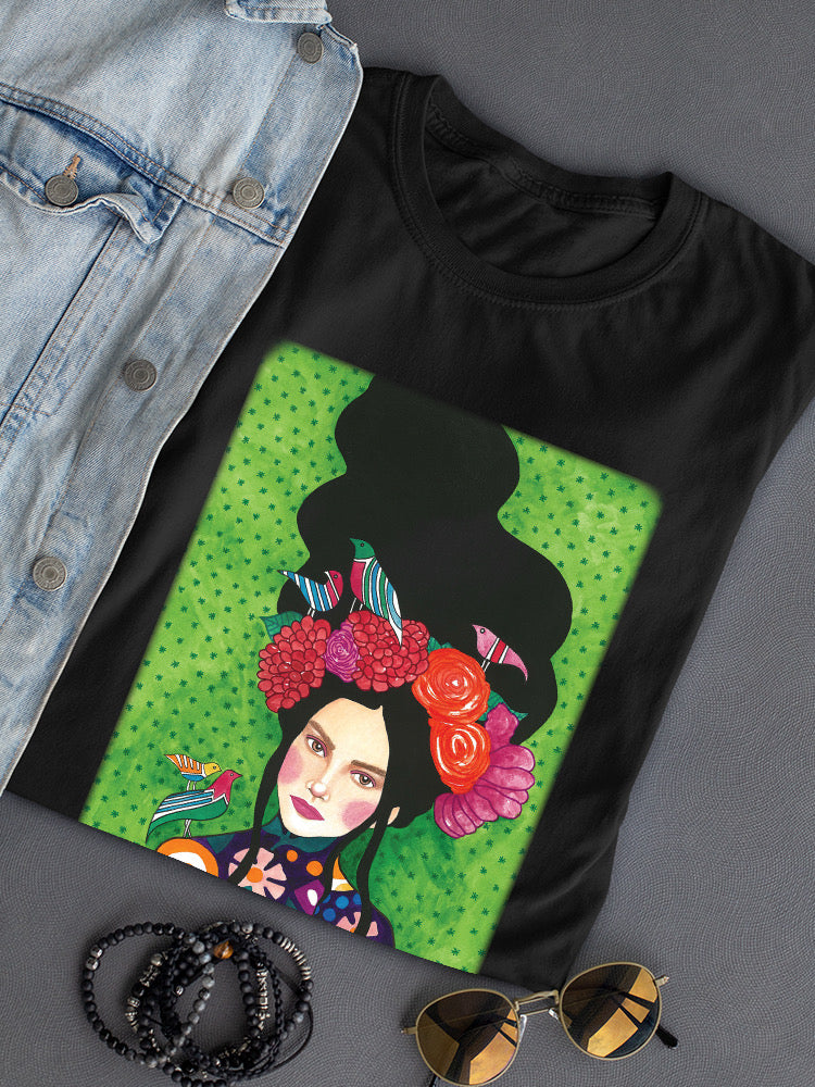 Woman With Flower Wreath. T-shirt -Hulya Ozdemir Designs