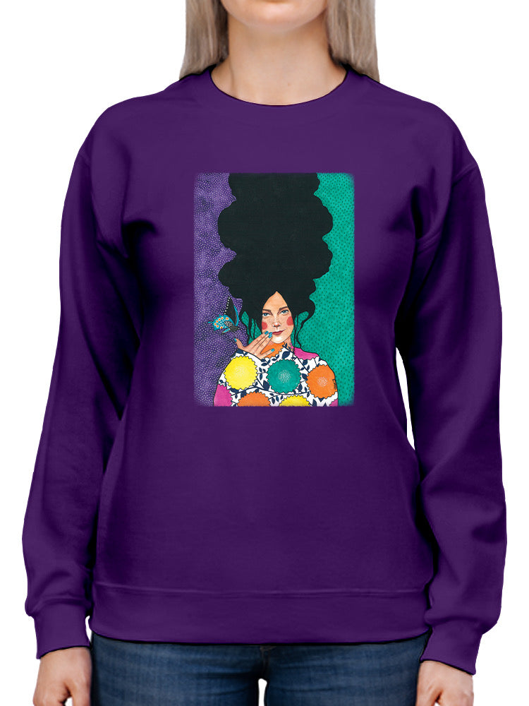Woman With A Butterfly Sweatshirt -Hulya Ozdemir Designs