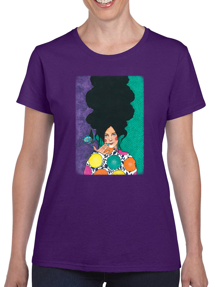 Woman With A Butterfly T-shirt -Hulya Ozdemir Designs