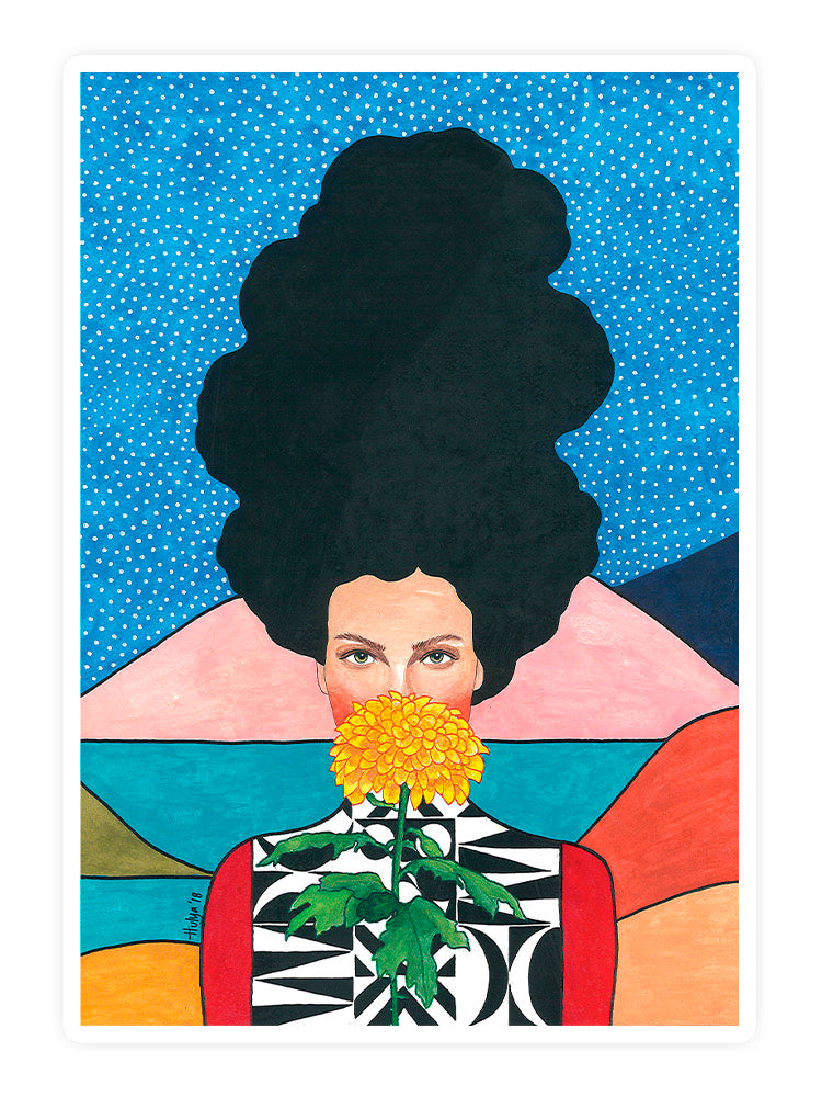 Sunflower Woman Sticker -Hulya Ozdemir Designs