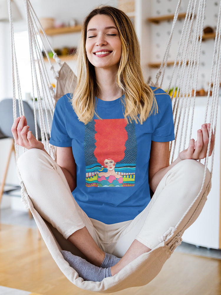 Fire Woman With A Bird T-shirt -Hulya Ozdemir Designs