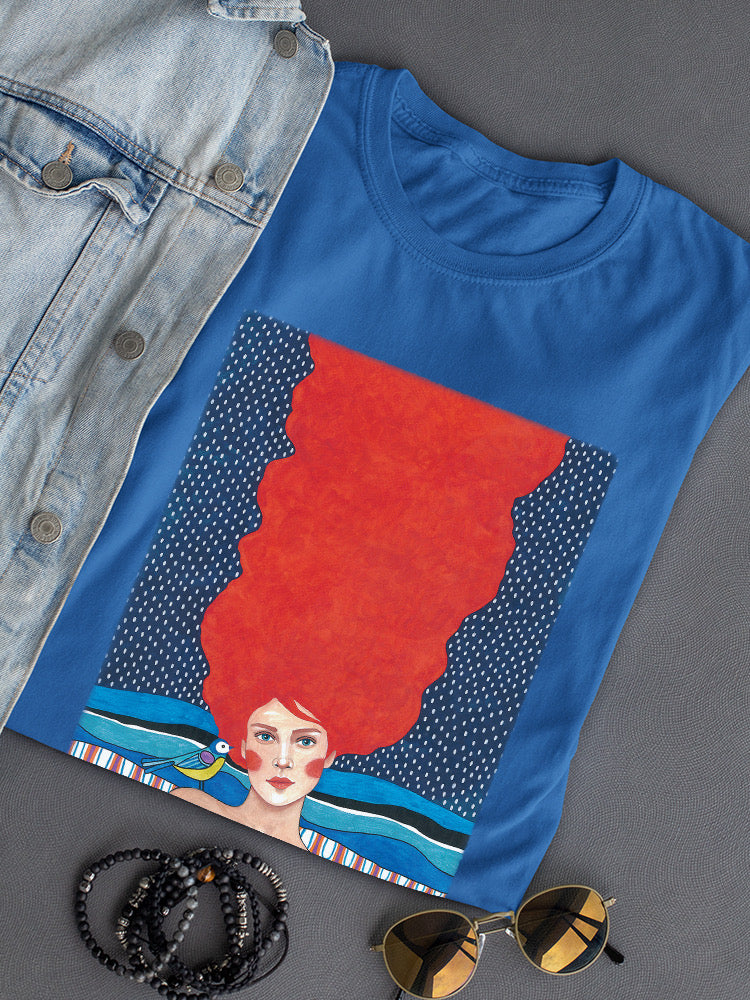 Fire Woman With A Bird T-shirt -Hulya Ozdemir Designs