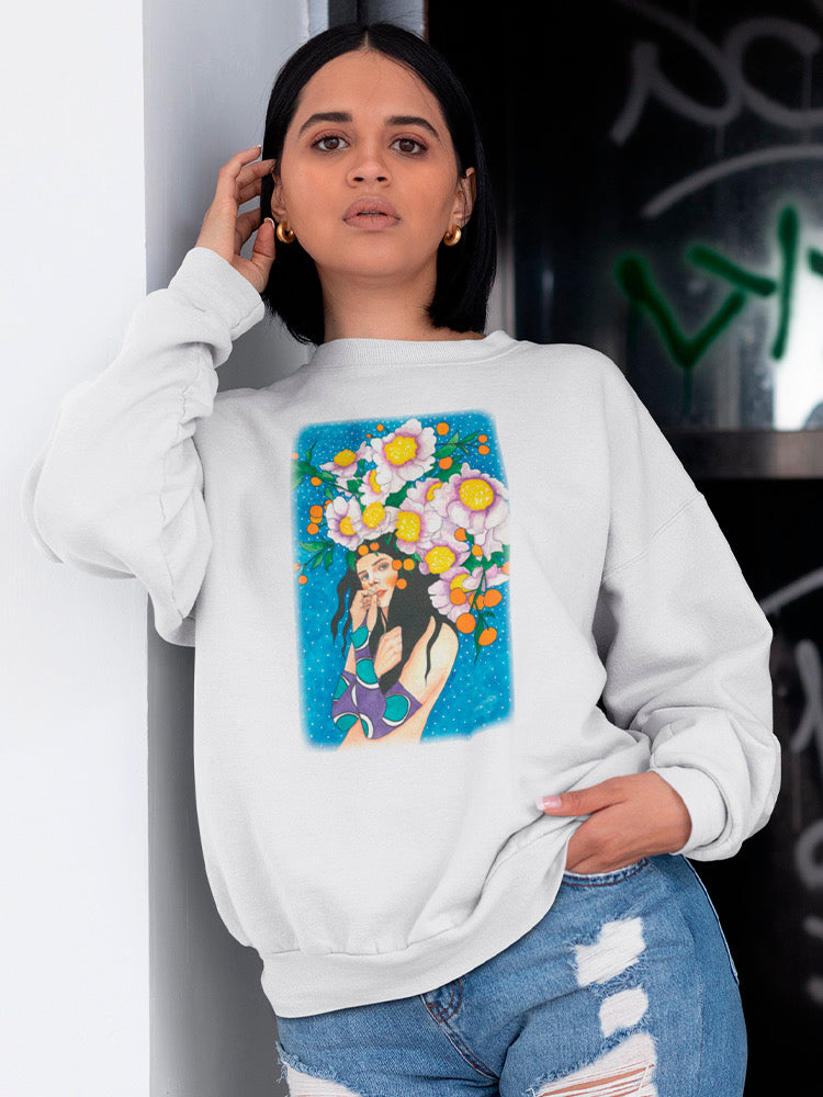 Flower Woman Portrait Sweatshirt -Hulya Ozdemir Designs