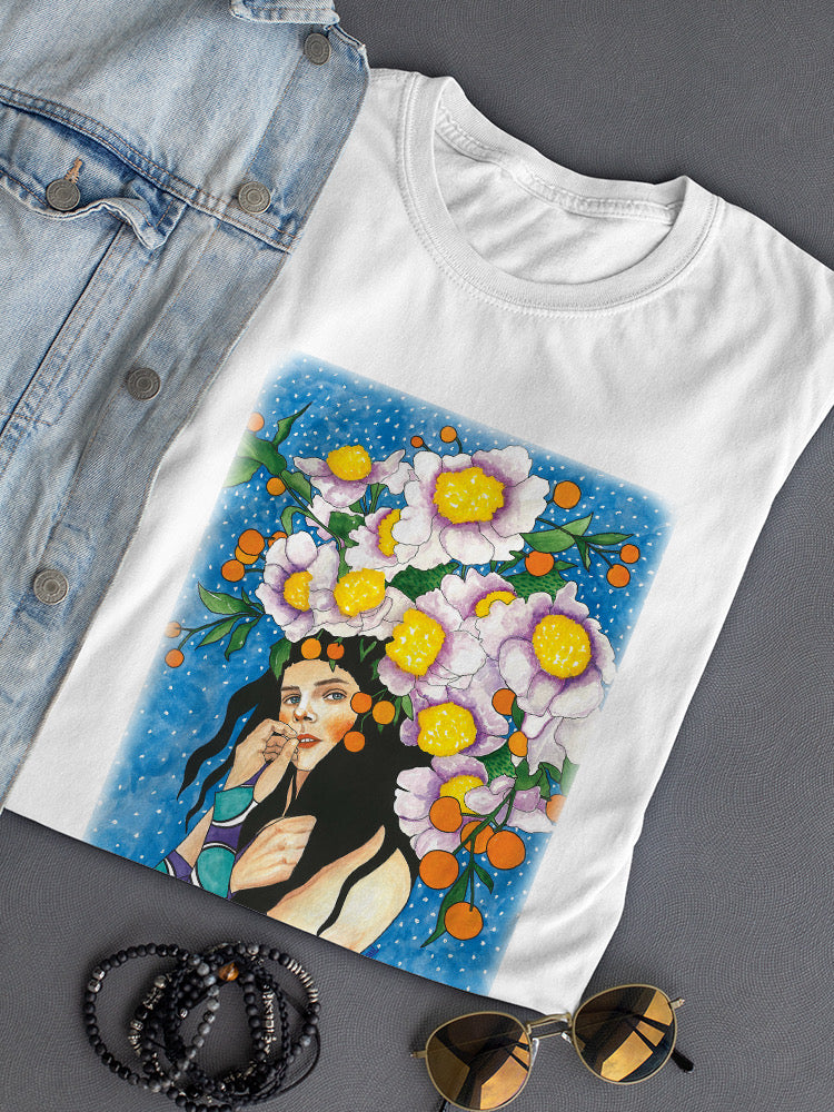 Flower Woman Portrait T-shirt -Hulya Ozdemir Designs