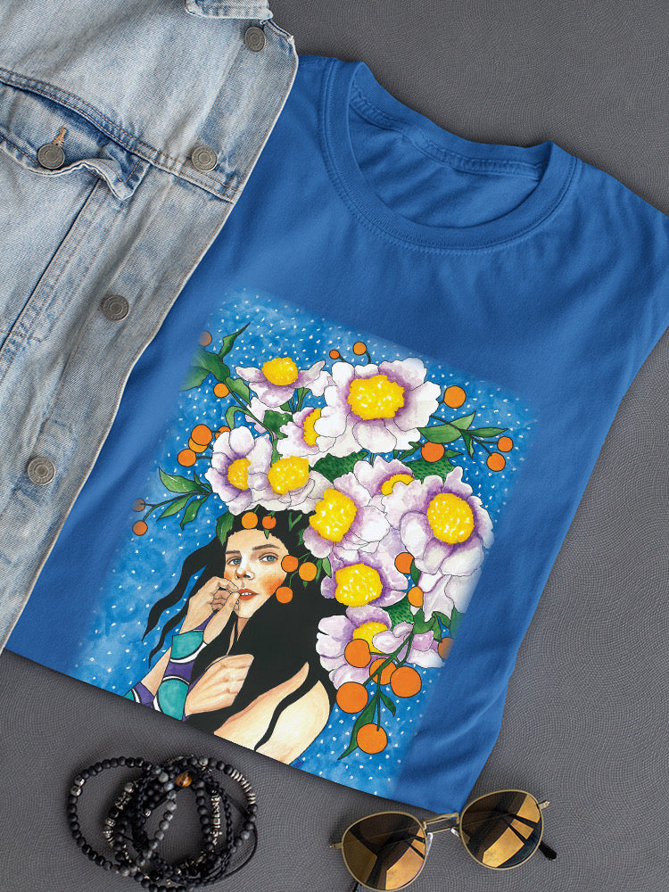 Flower Woman Portrait T-shirt -Hulya Ozdemir Designs