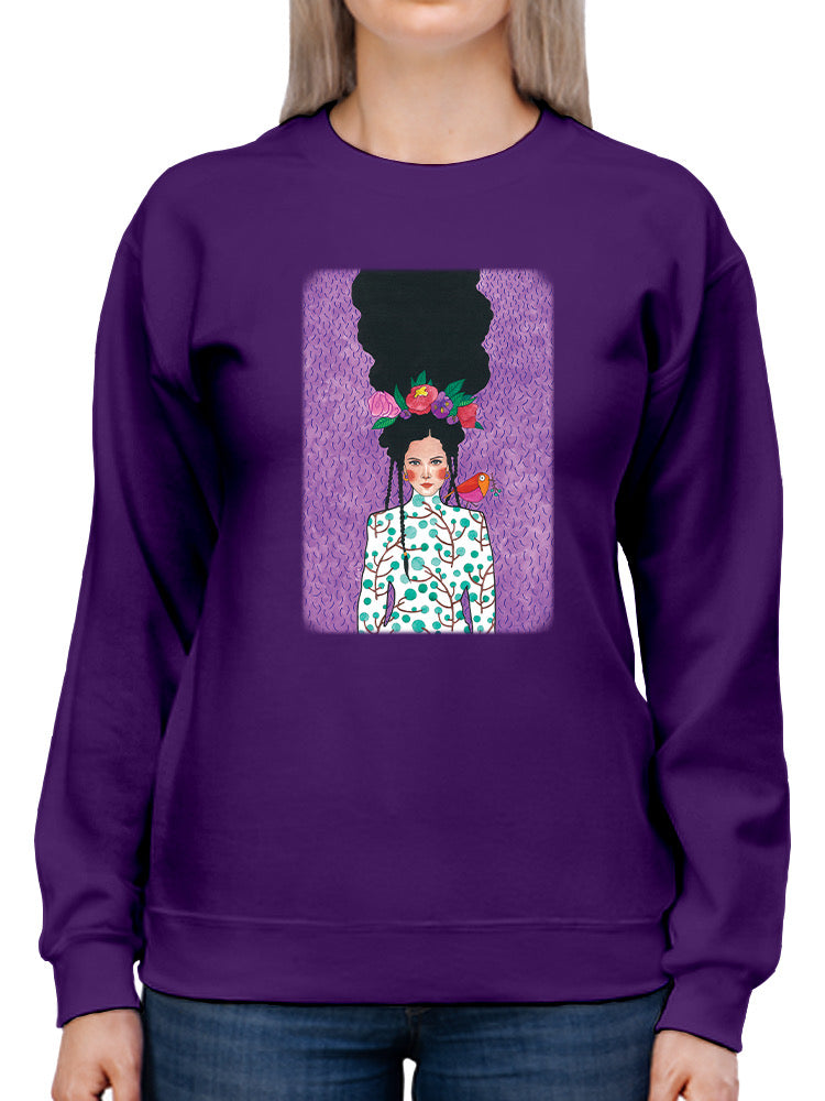 Beautiful Flower Woman Sweatshirt -Hulya Ozdemir Designs