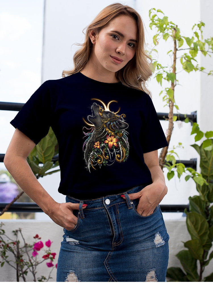 Howling Mystical Wolf T-shirt -Sarah Richter Designs
