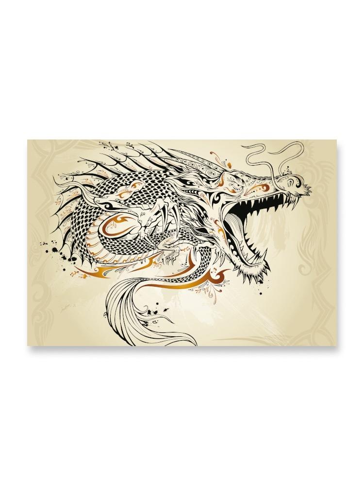 Tattoo Style Fierce Dragon Poster -Image by Shutterstock