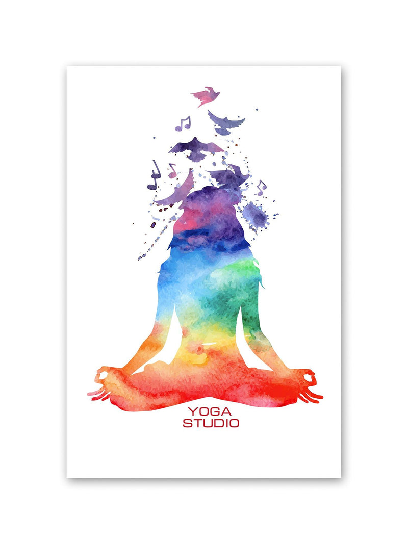 Rainbow Silhouette Doing Yoga Poster -Image by Shutterstock