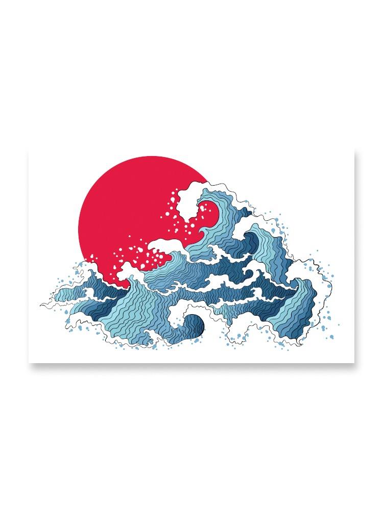 Japanese Style Waves And Sun Poster -Image by Shutterstock