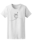 Continuous Different Width Line Drawing Happy Jumping Woman  Tee Women's -