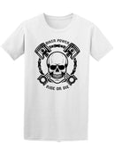Biker Power, Ride Or Die Human Skull With Crossed Pistons Design Element F