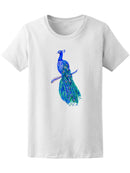 Watercolor Peacock Print. Hand Drawn Tropical Bird  Isolated On White  Tee