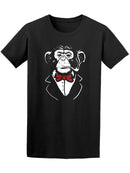 Chimpanzee Wearing Red Butterfly Ribbon Posing Like Mafia And Smoking Tee