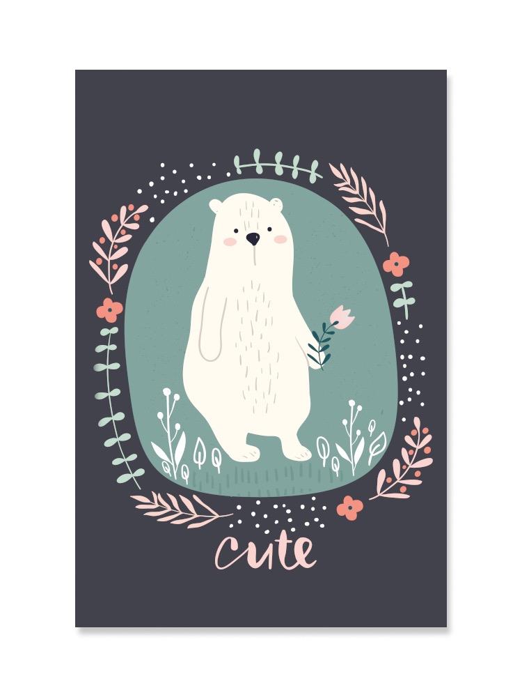 Cute Polar Bear In Wreath Poster -Image by Shutterstock