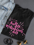 Happy Valentine's Day Lettering Isolated Object On White  Tee Women's -Ima