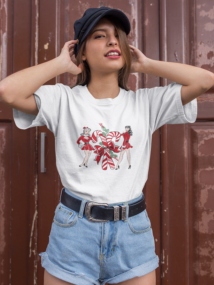 Retro Pinup Cute Christmas Lady Tee Women's -Image by Shutterstock
