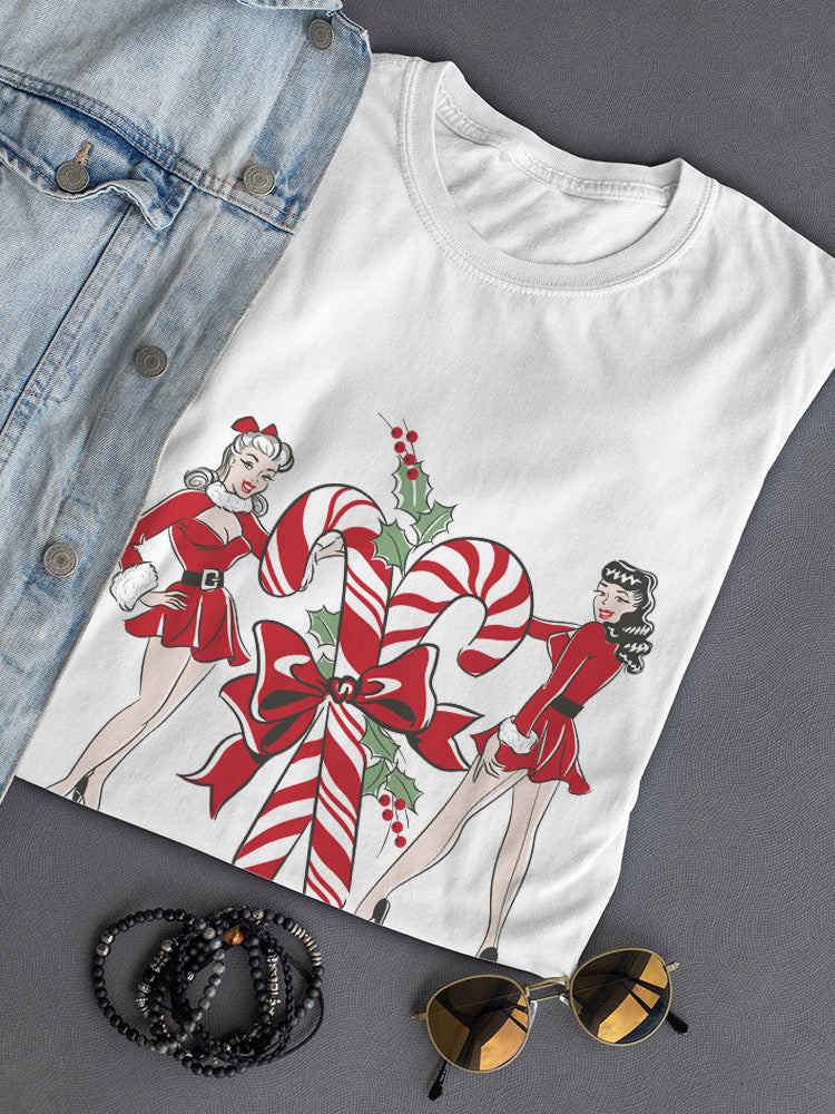 Retro Pinup Cute Christmas Lady Tee Women's -Image by Shutterstock