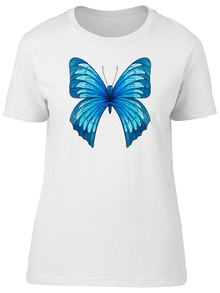 Cute Blue Watercolor Butterfly Tee Women's -Image by Shutterstock