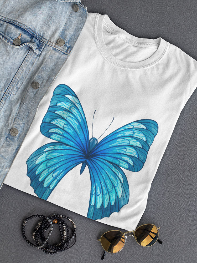 Cute Blue Watercolor Butterfly Tee Women's -Image by Shutterstock