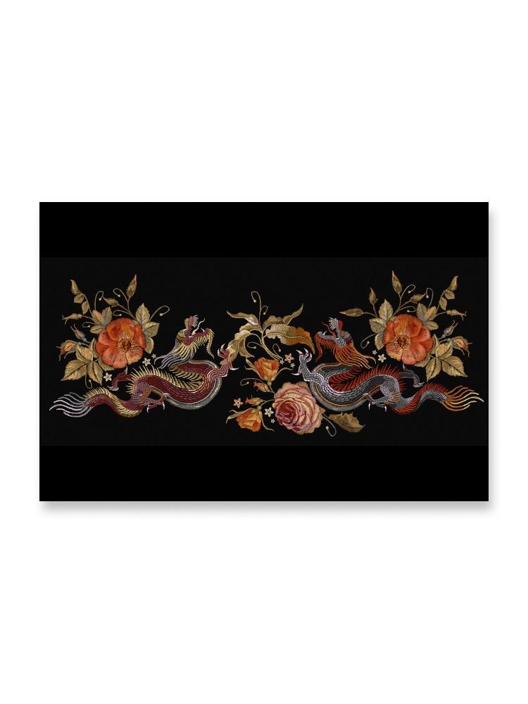 Embroidery Style Chinese Dragons Poster -Image by Shutterstock