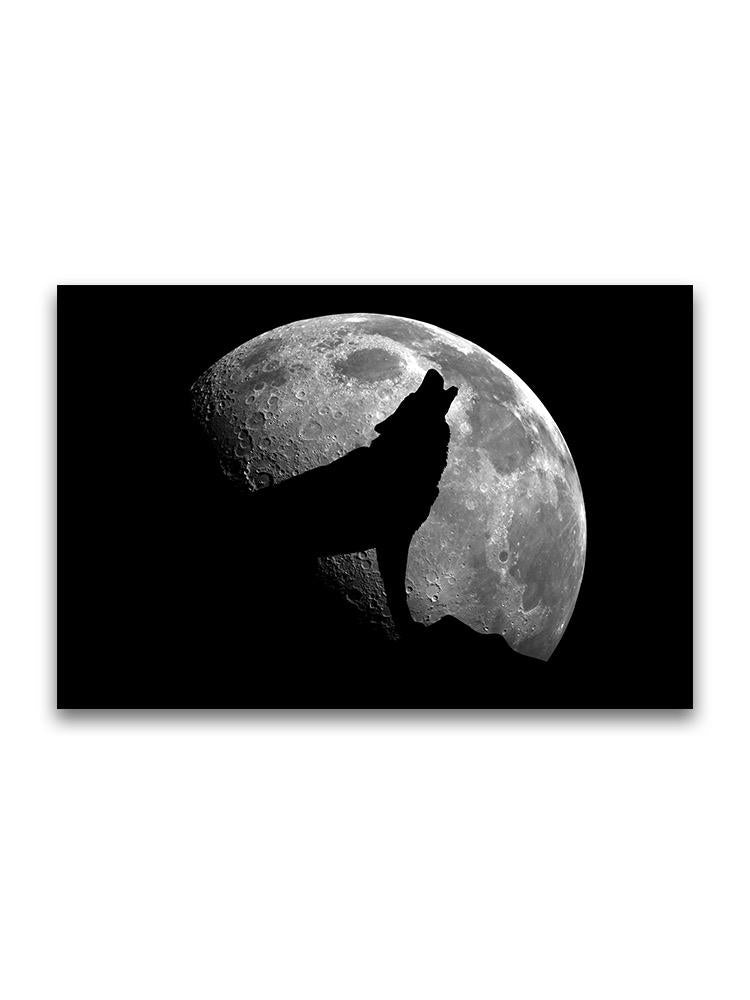Wolf Howling Over Moonlight Poster -Image by Shutterstock