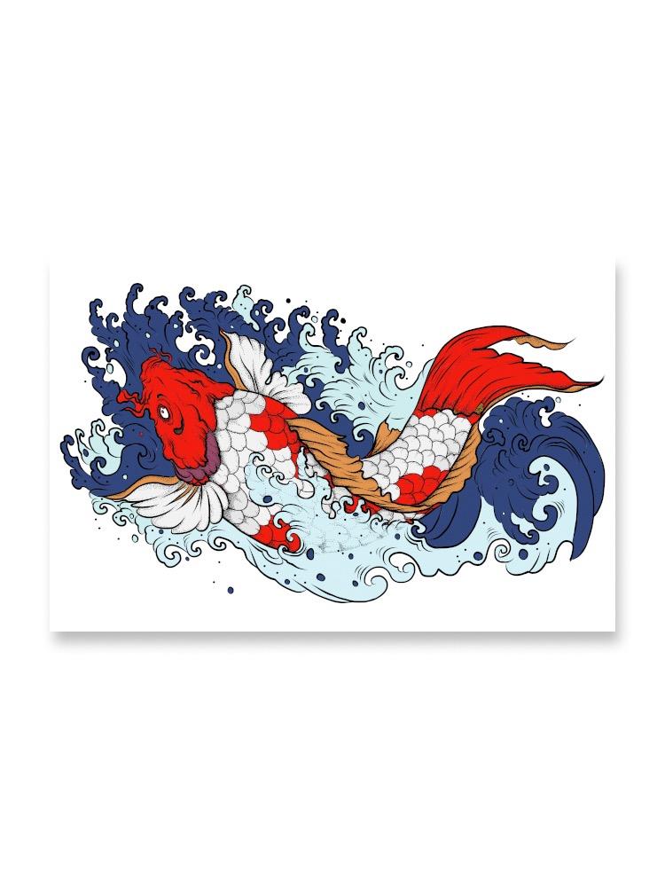 Koi Fish In Water Japanese Style Poster -Image by Shutterstock