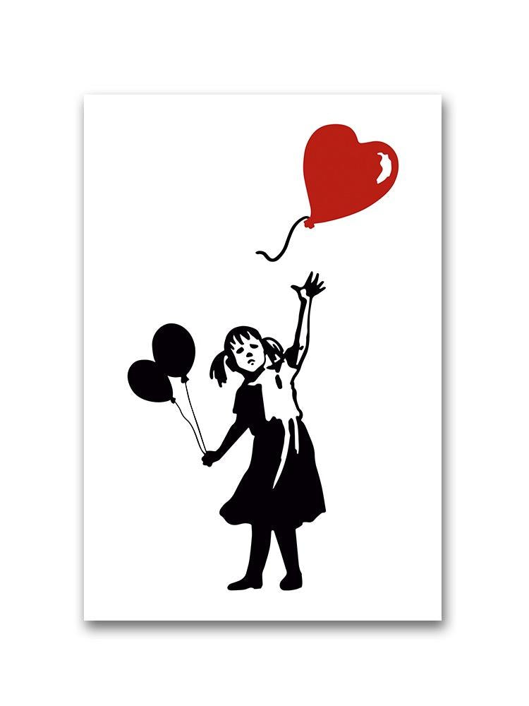Girl And Flying Heart Balloon Poster -Image by Shutterstock