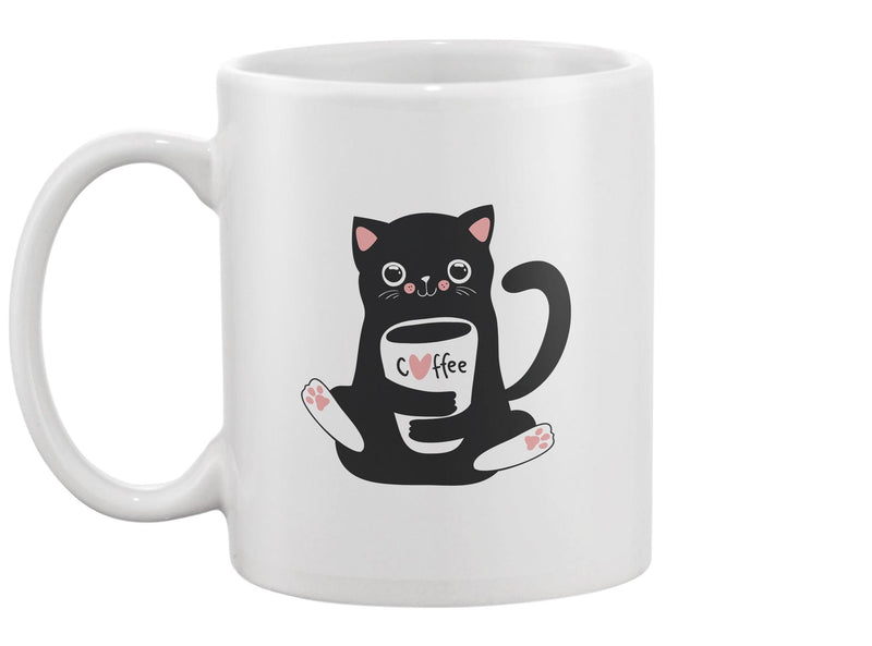 Kawaii Black Cat With Coffee Cup Mug -Image by Shutterstock