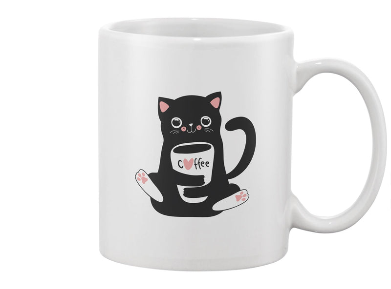 Kawaii Black Cat With Coffee Cup Mug -Image by Shutterstock