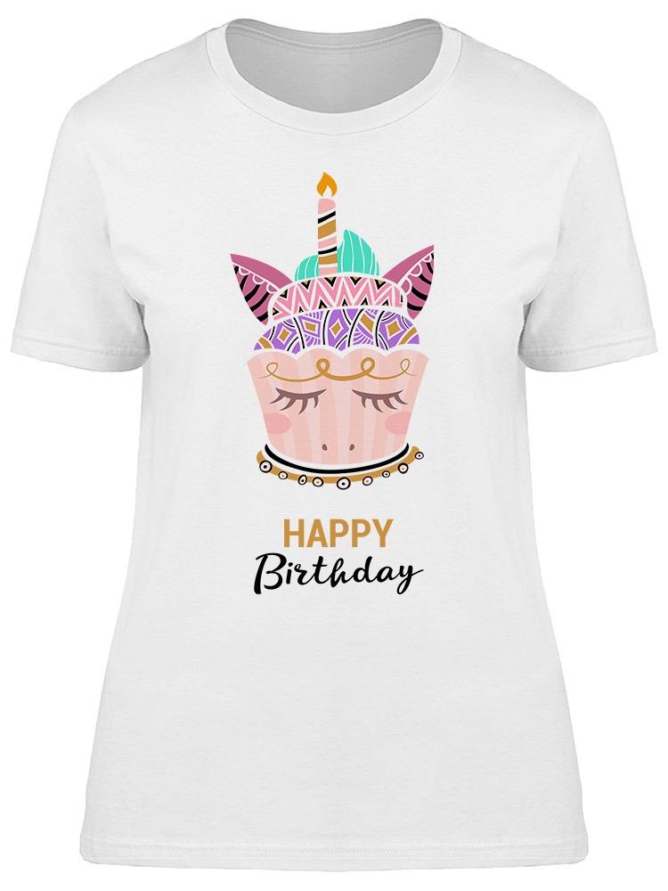 Happy Birthday Festive Cupcake Tee Women's -Image by Shutterstock