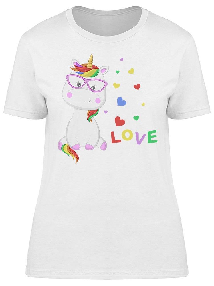 Magical Unicorn Colorful Hearts Tee Women's -Image by Shutterstock