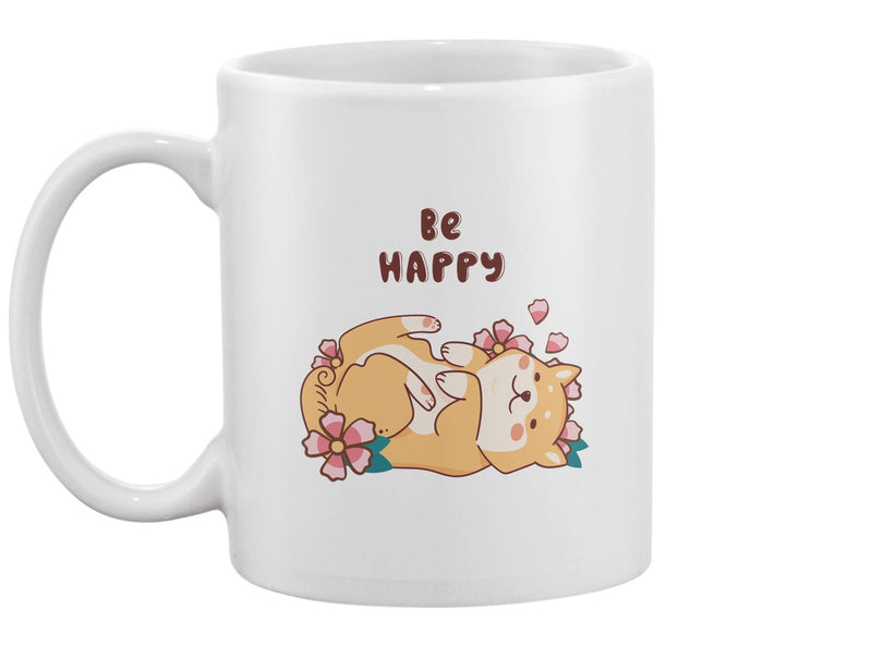 Be Happy, Cute Shiba Inu  Mug -Image by Shutterstock