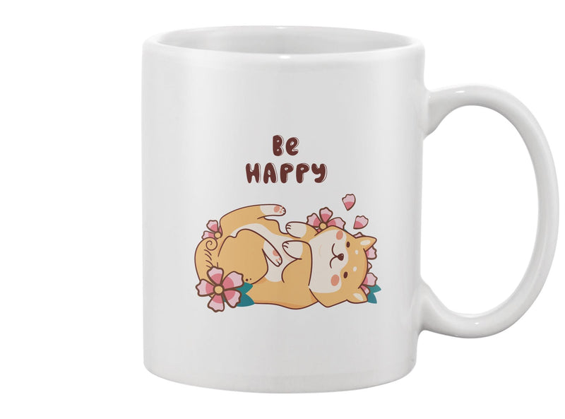 Be Happy, Cute Shiba Inu  Mug -Image by Shutterstock