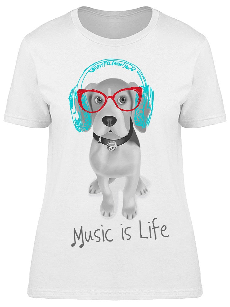 Beagle Dog Music Is Life Tee Women's -Image by Shutterstock