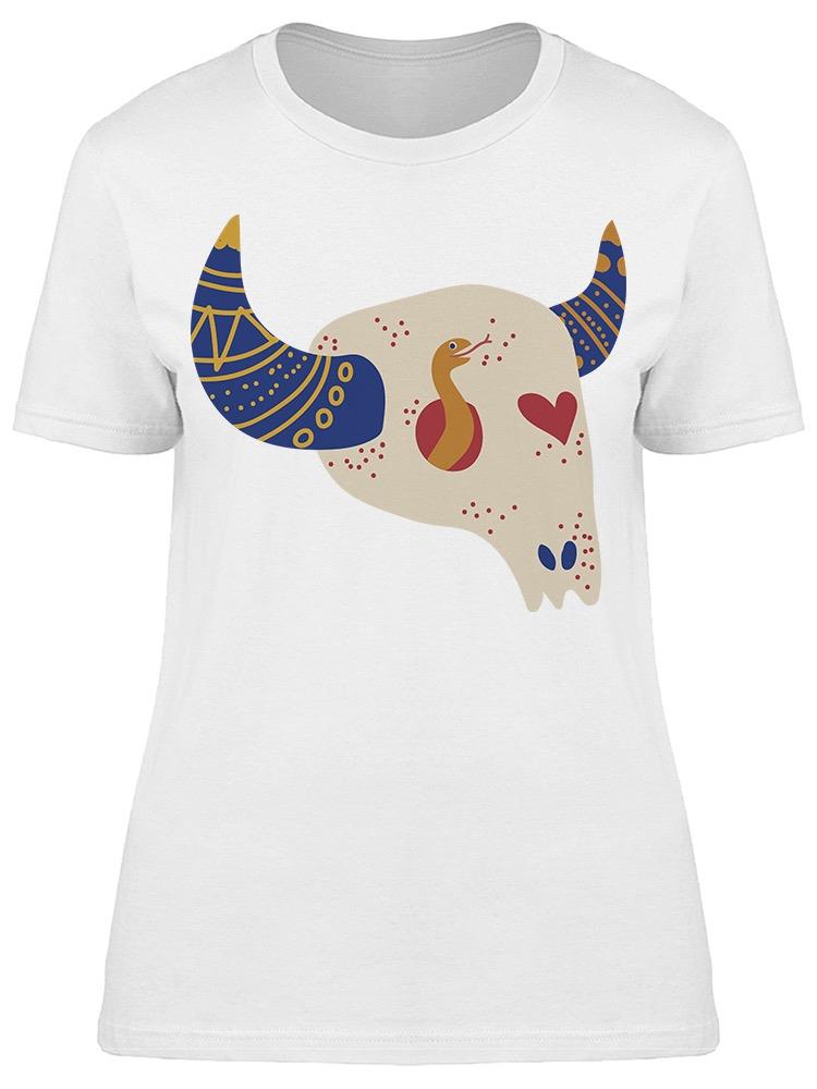 Bull Skull, Boho Style Tee Women's -Image by Shutterstock
