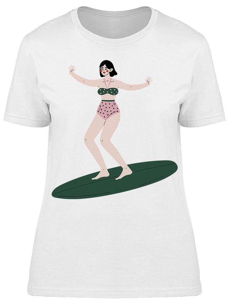 Girl Surfer Riding Surfboard Tee Women's -Image by Shutterstock