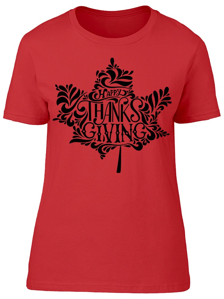 Thanksgiving Lettering Leaf Tee Women's -Image by Shutterstock