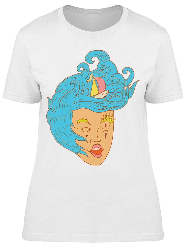 Blue Hair Girl Abstract Tee Women's -Image by Shutterstock
