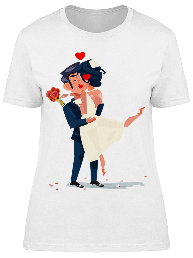 Newlyweds Hug And Kiss Love Tee Women's -Image by Shutterstock