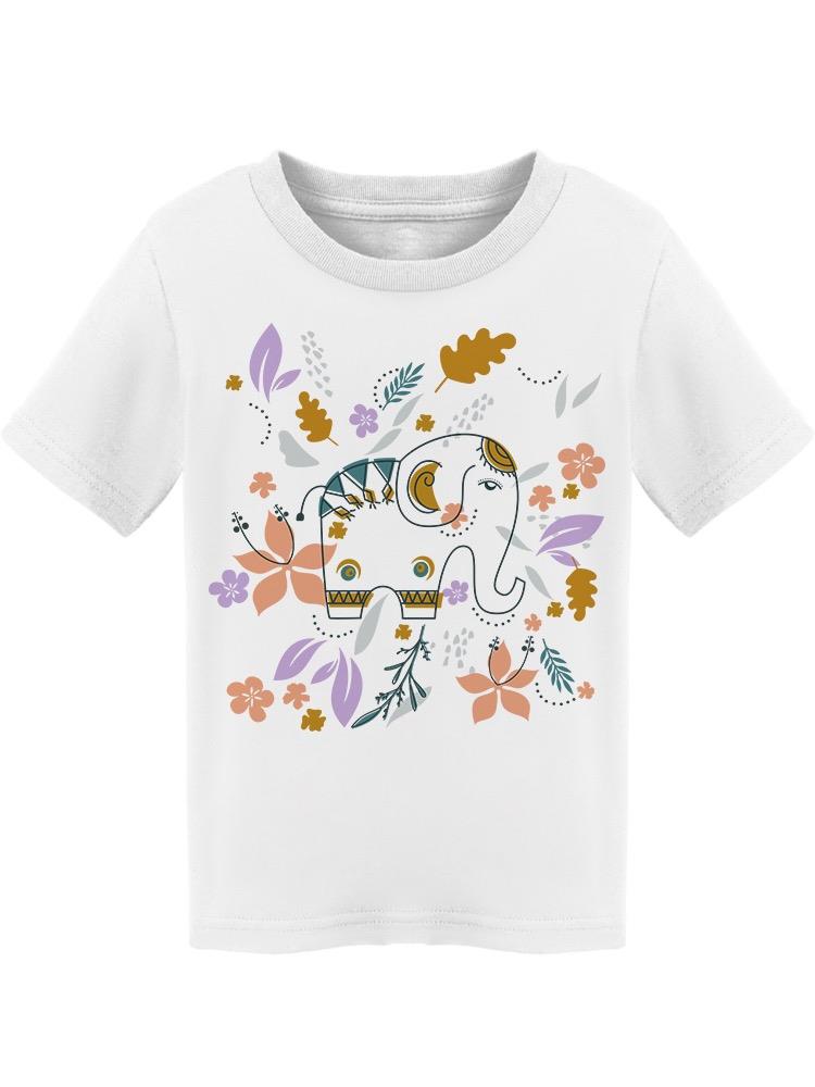 Leaves And Flowers Elephant Tee Toddler's -Image by Shutterstock