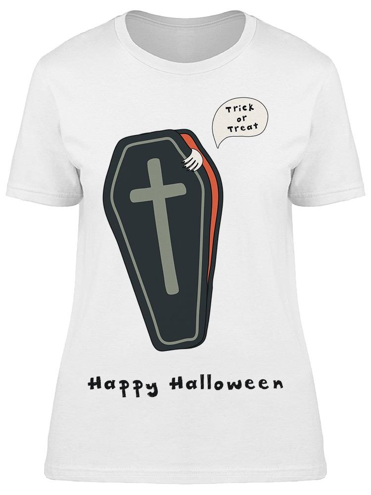 Funny Coffin Happy Halloween Tee Women's -Image by Shutterstock