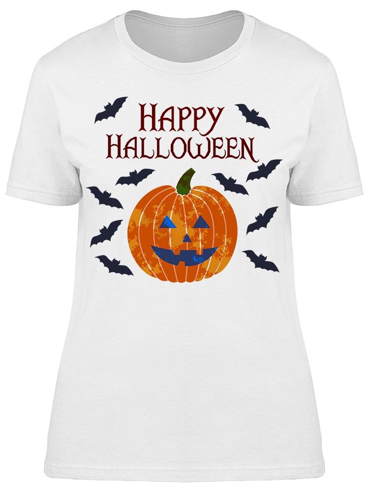 Halloween Pumpkin Bats Tee Women's -Image by Shutterstock