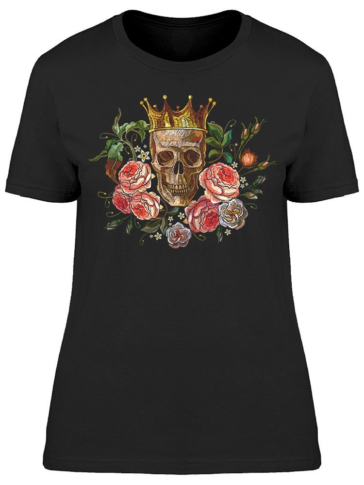 Golden Crown Skull Red Roses Tee Women's -Image by Shutterstock